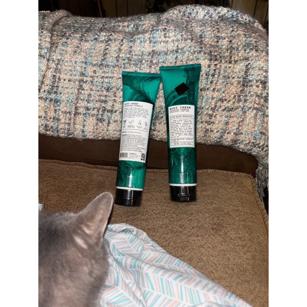 Five Deep Breaths Relaxing Body Cream Eucalyptus Tea Tree 11.5oz Set of 2